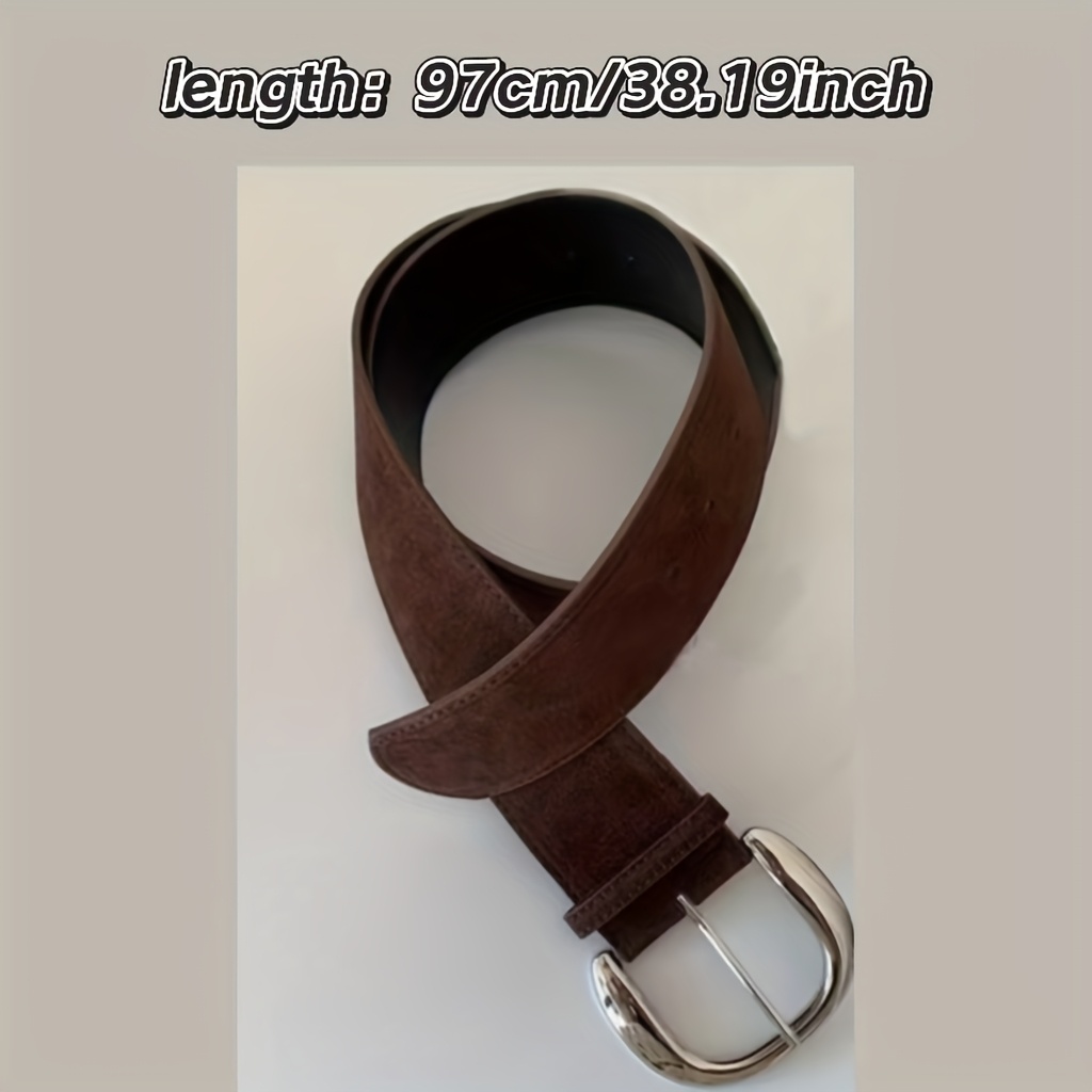 Women's Western Waist Belt Beige Velvet PU Leather Chain Retro Large Button